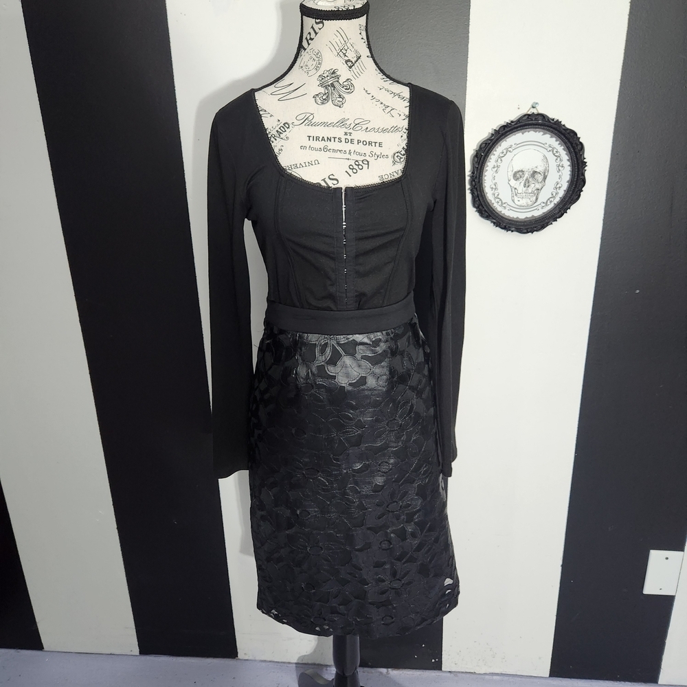 Cleo Black Textured Pencil Skirt